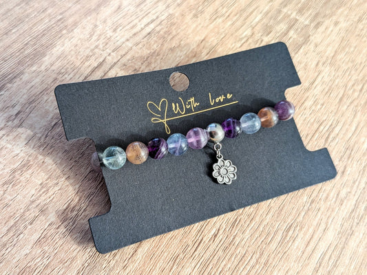 Bracelet "fleur" fluorite multicolore