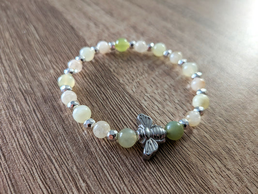 Bracelet "abeille" jade de Chine et citrine