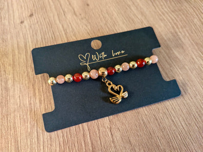 Bracelet "Liv" pierre de lune orange et cornaline