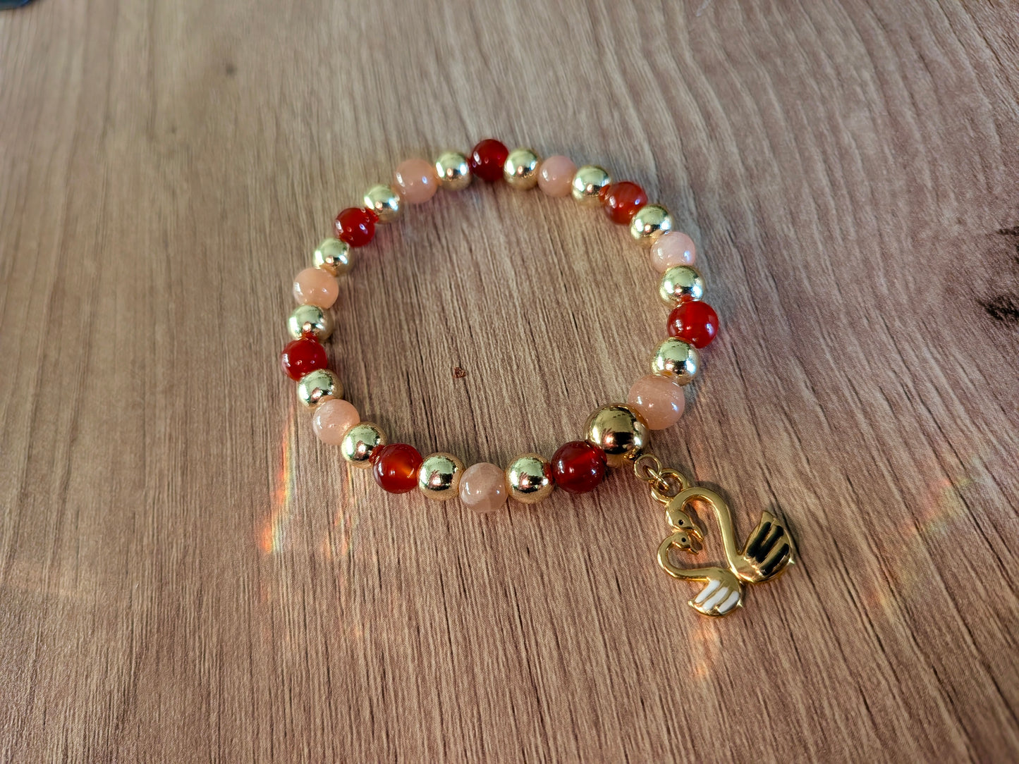 Bracelet "Liv" pierre de lune orange et cornaline