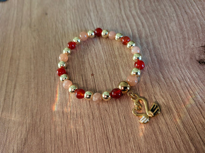Bracelet "Liv" pierre de lune orange et cornaline