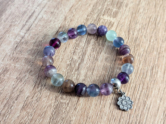 Bracelet "fleur" fluorite multicolore