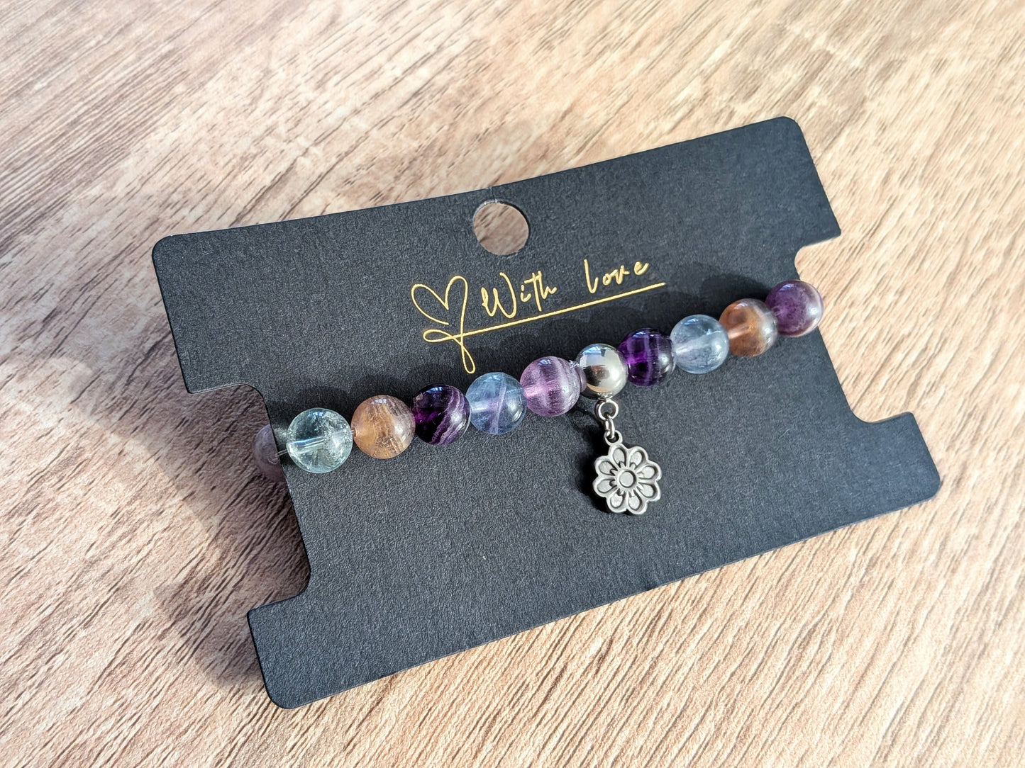 Bracelet "fleur" fluorite multicolore