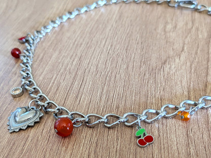 Collier breloques cornaline