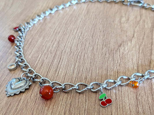 Collier breloques cornaline
