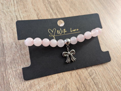 Bracelet "nœud" quartz rose