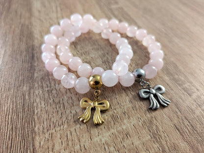 Bracelet "nœud" quartz rose