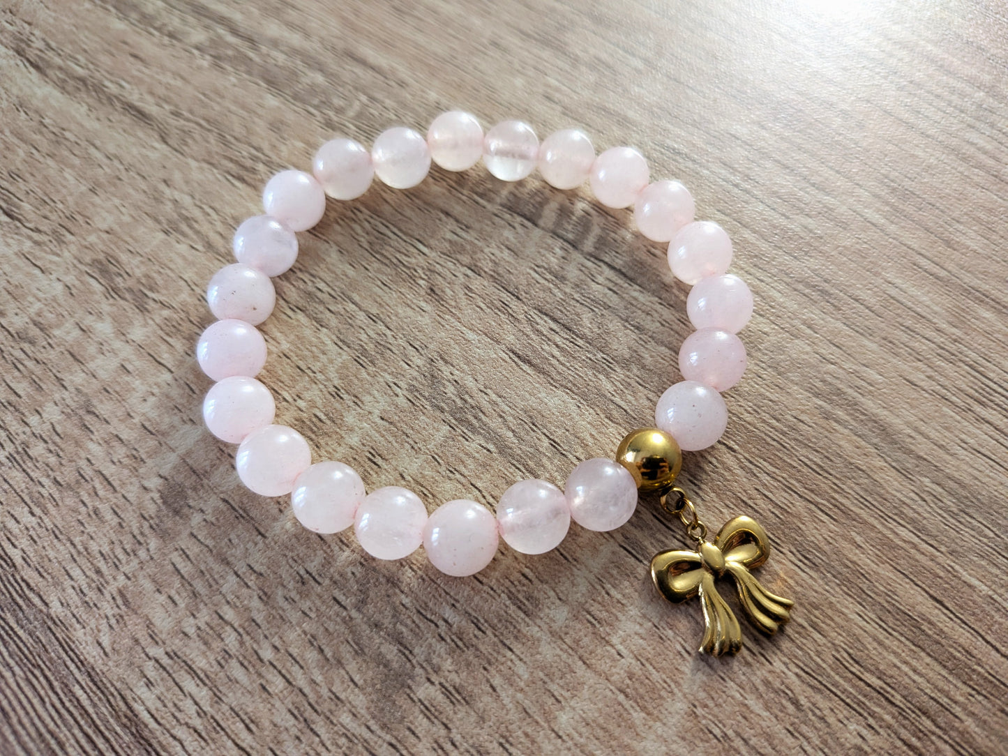 Bracelet "nœud" quartz rose