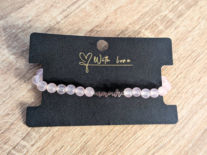 Bracelet "amour" quartz rose