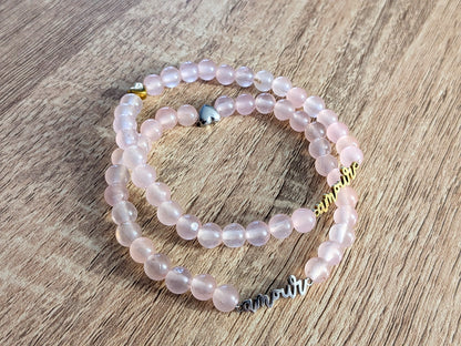 Bracelet "amour" quartz rose