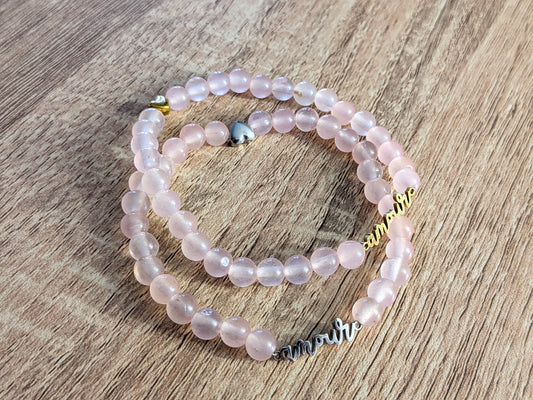 Bracelet "amour" quartz rose