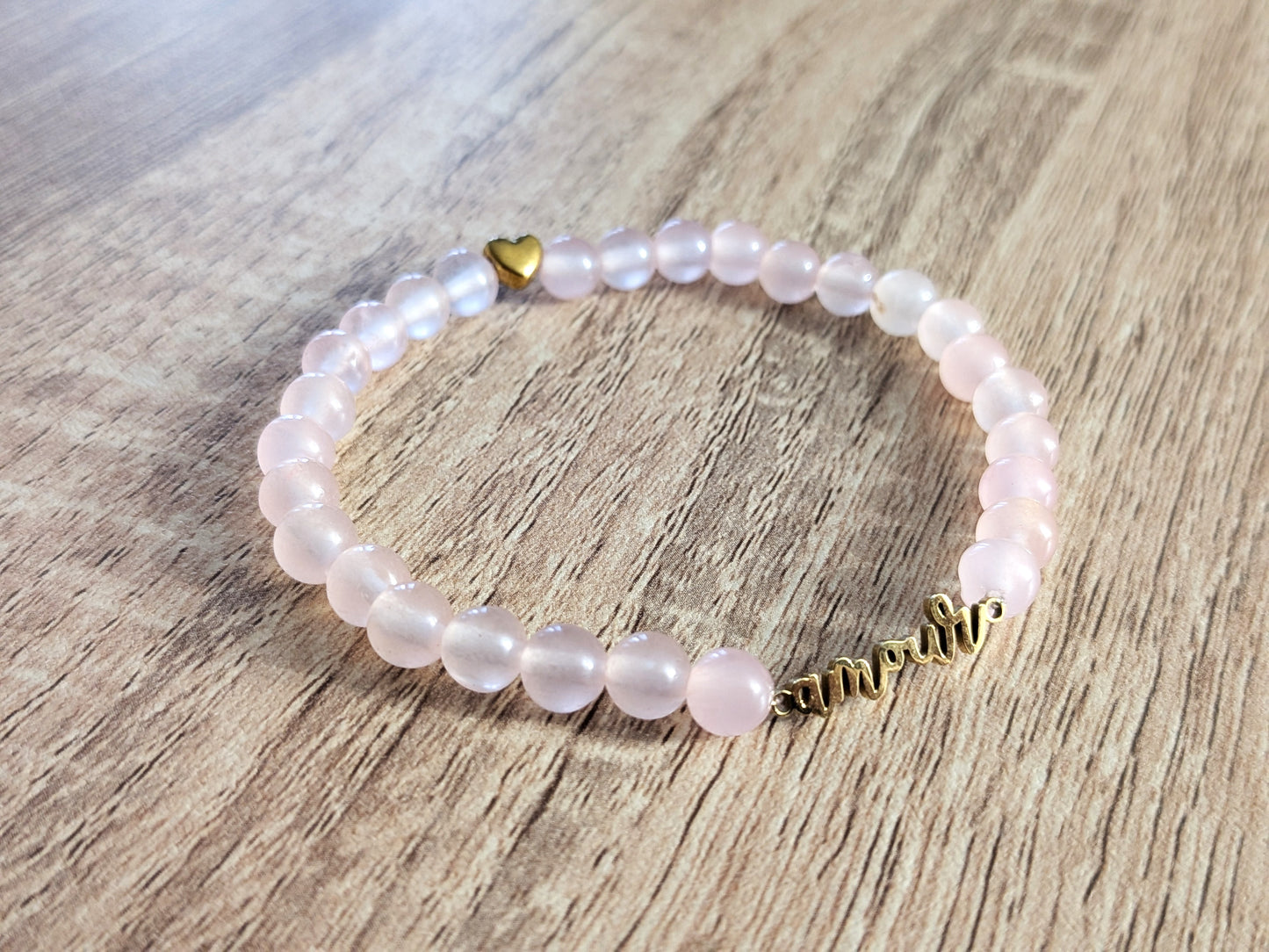 Bracelet "amour" quartz rose