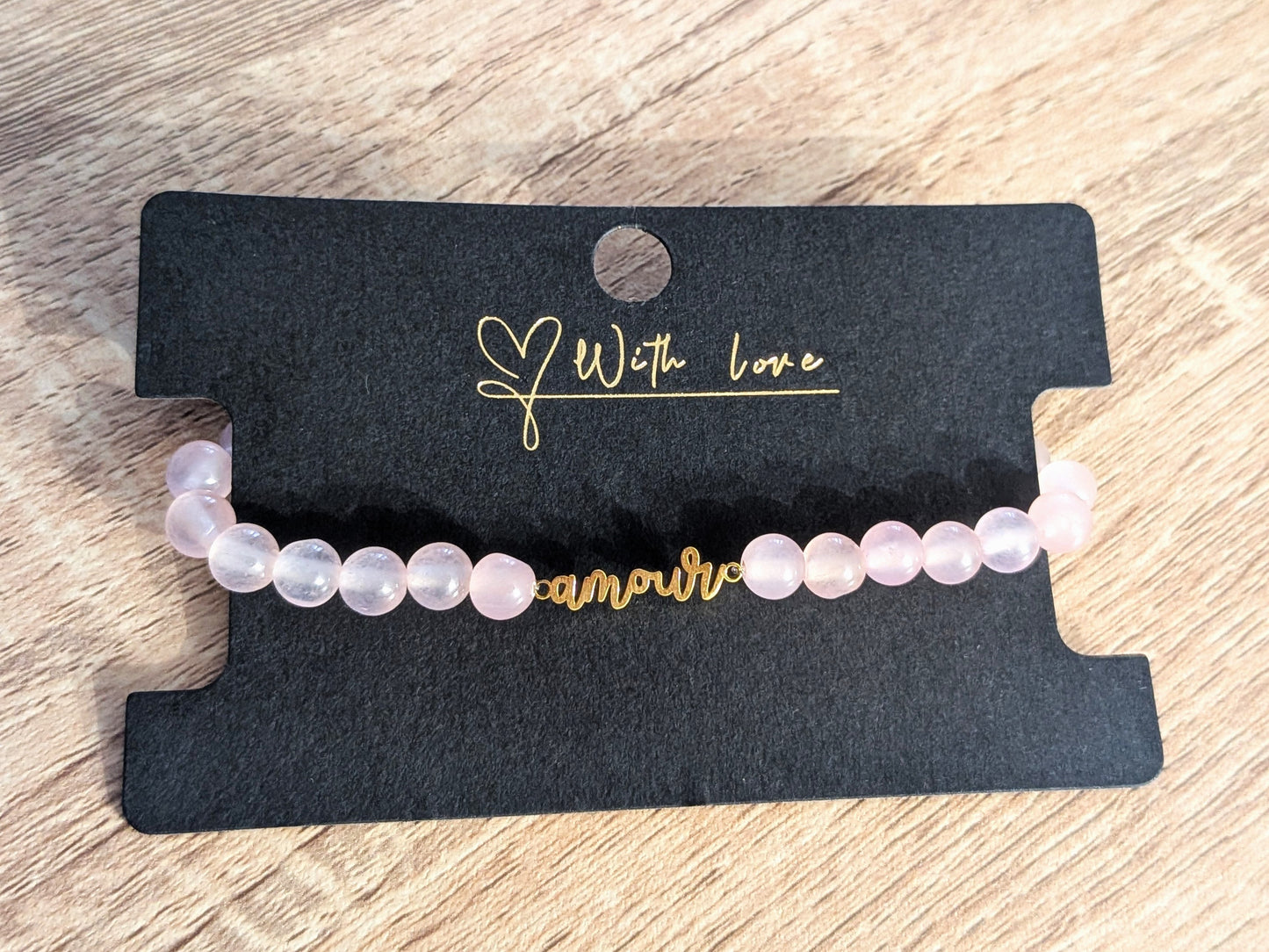 Bracelet "amour" quartz rose