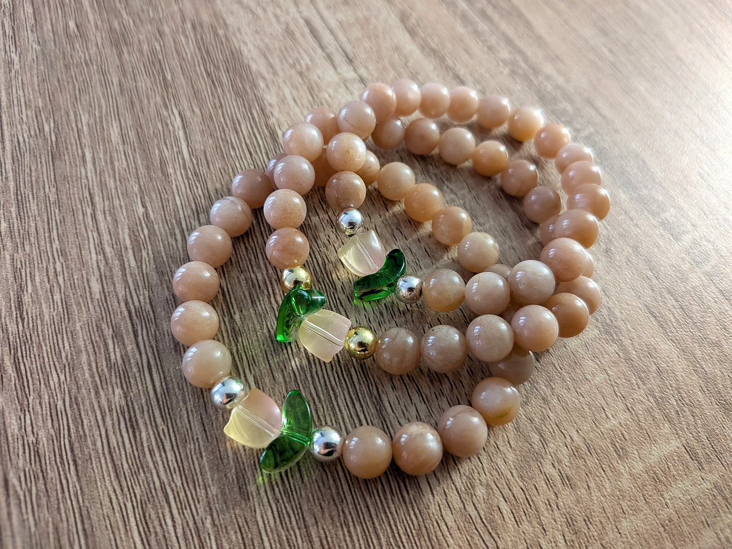 Bracelet "Tulipe" pierre de lune orange