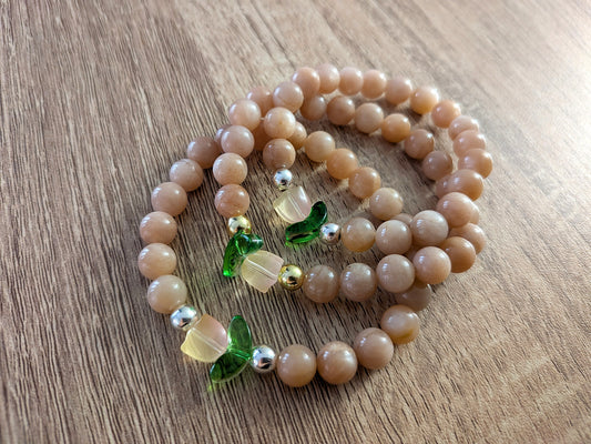 Bracelet "Tulipe" pierre de lune orange