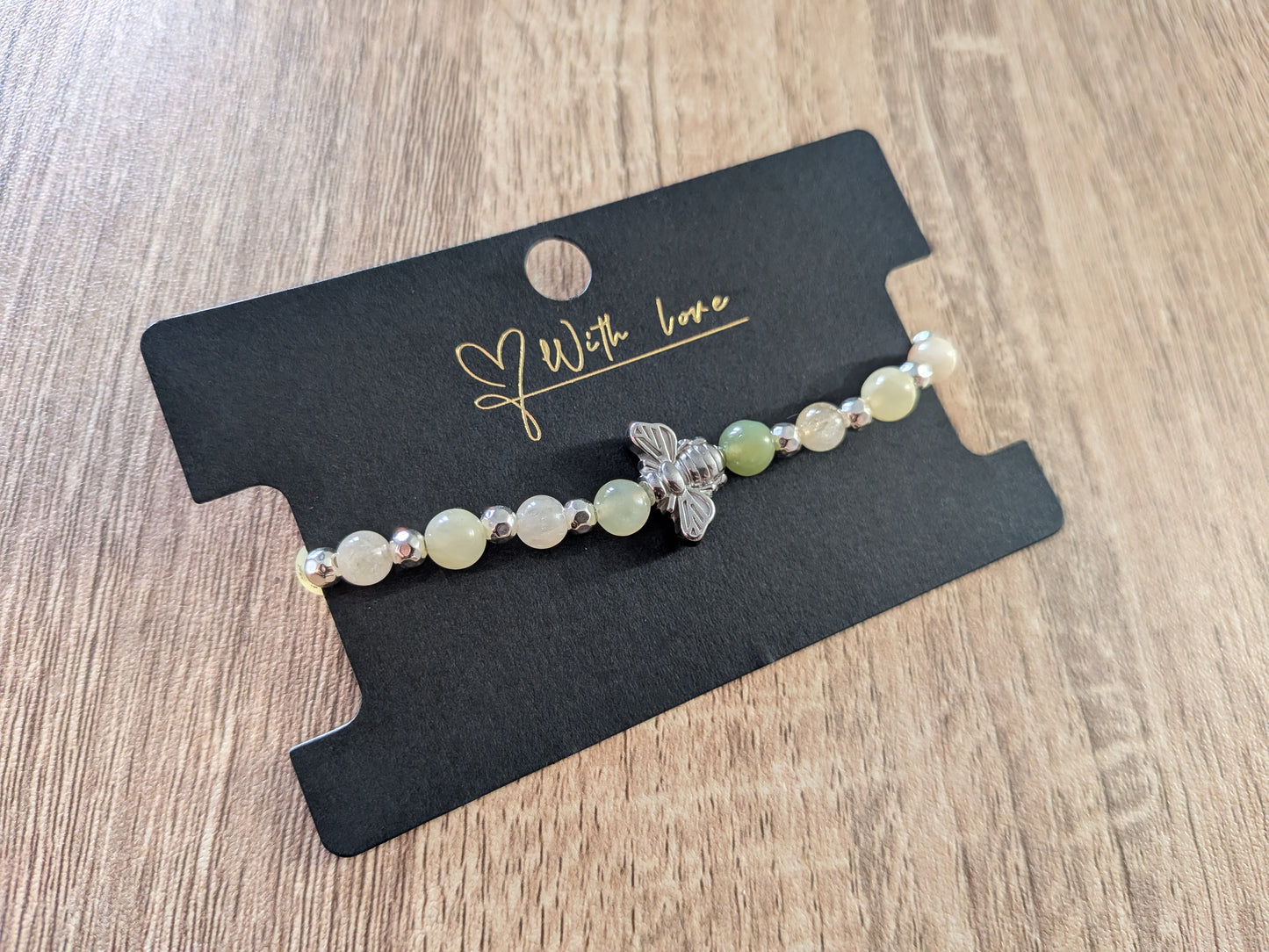 Bracelet "abeille" jade de Chine et citrine