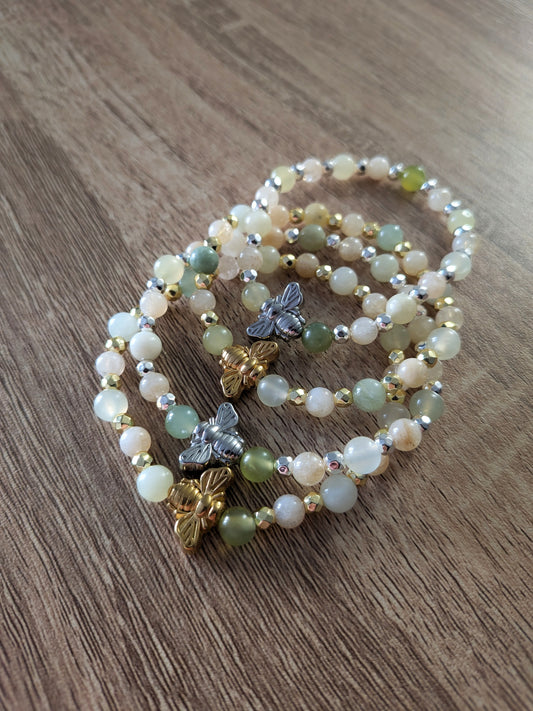 Bracelet "abeille" jade de Chine et citrine