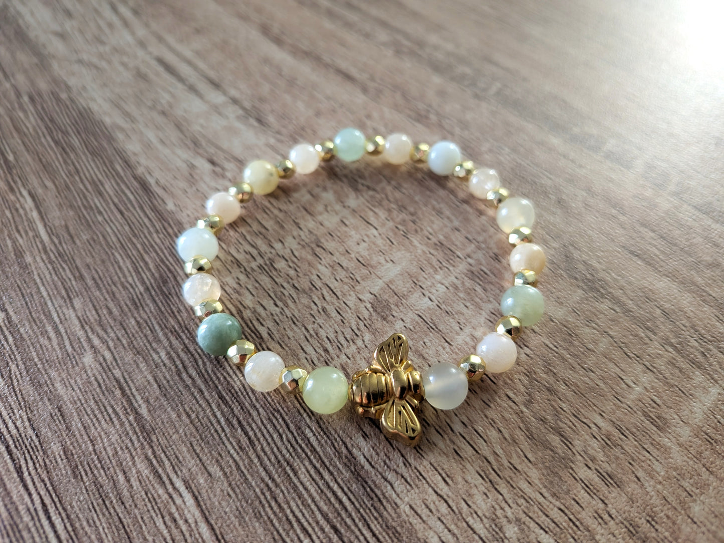 Bracelet "abeille" jade de Chine et citrine