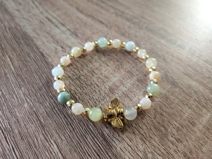 Bracelet "abeille" jade de Chine et citrine