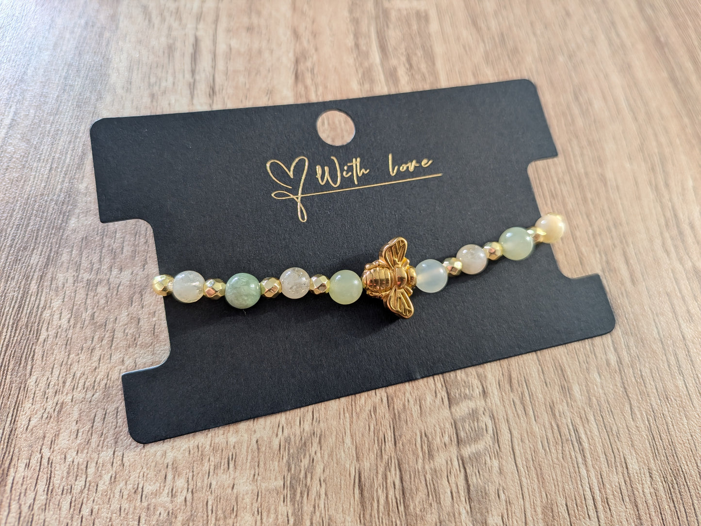 Bracelet "abeille" jade de Chine et citrine