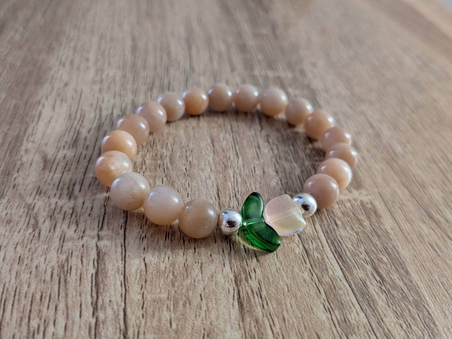 Bracelet "Tulipe" pierre de lune orange