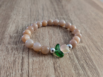 Bracelet "Tulipe" pierre de lune orange