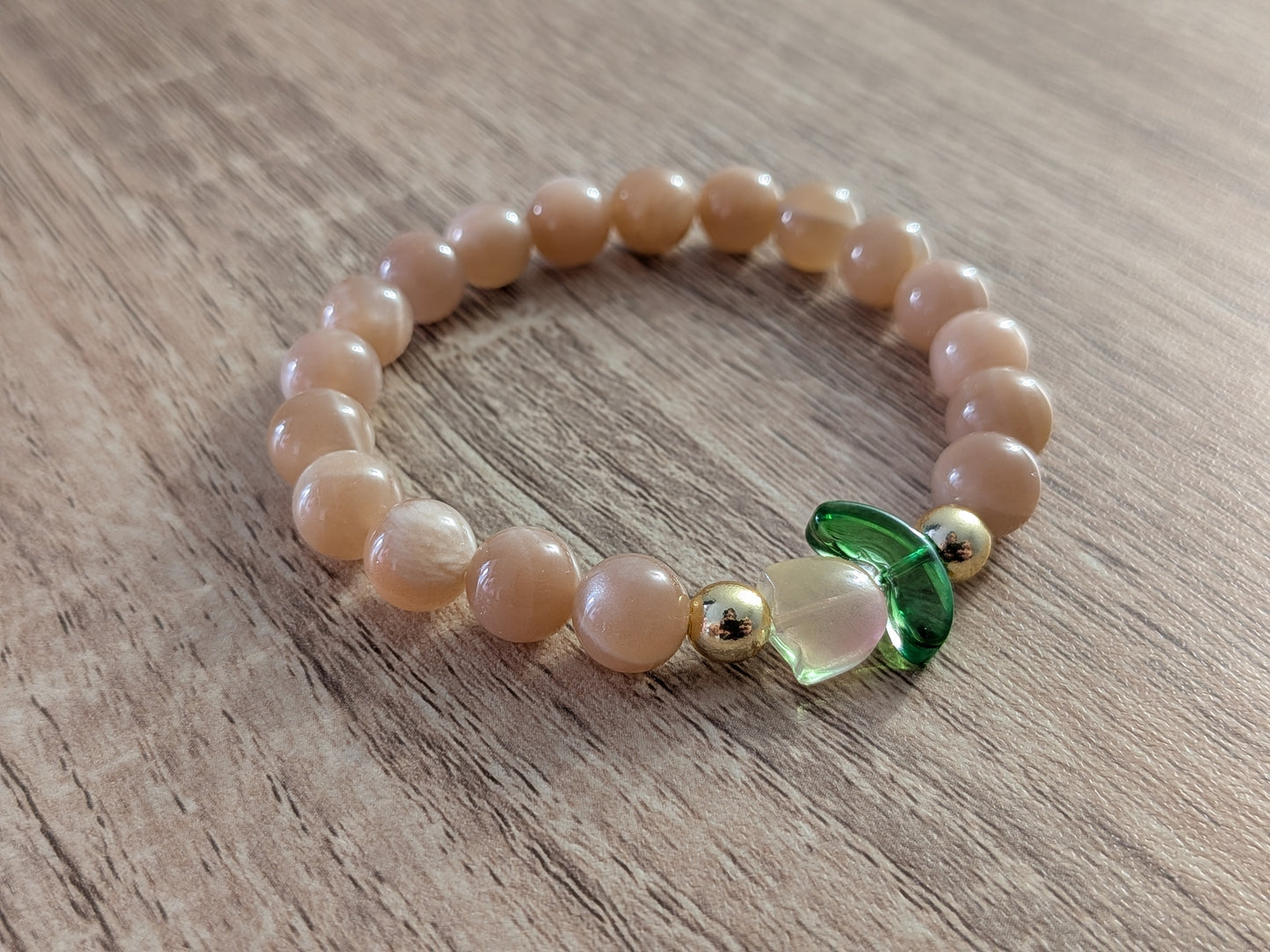 Bracelet "Tulipe" pierre de lune orange