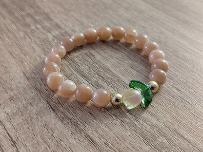 Bracelet "Tulipe" pierre de lune orange