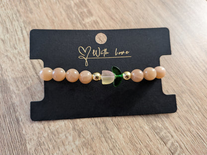 Bracelet "Tulipe" pierre de lune orange